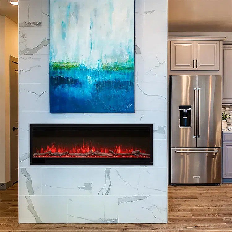 ব্ল্যাক ওয়াল ইলেকট্রিক ফায়ারপ্লেস বিল্ট ইন